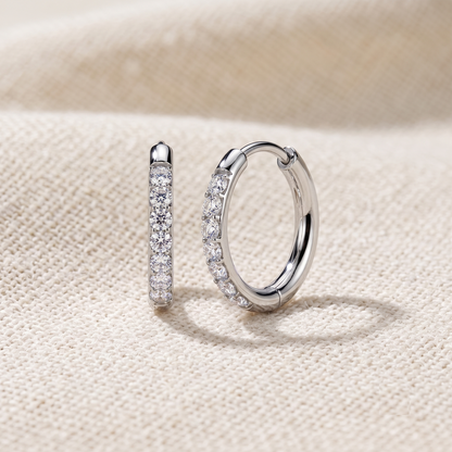 Titanium Moissanite Hinged Hoop Earrings (Pair)