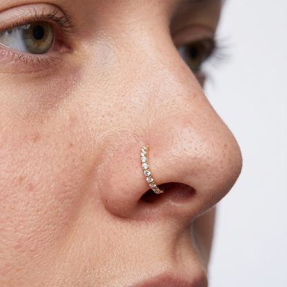 24K Gold Titanium Moissanite Segment Hinged Hoop Ring