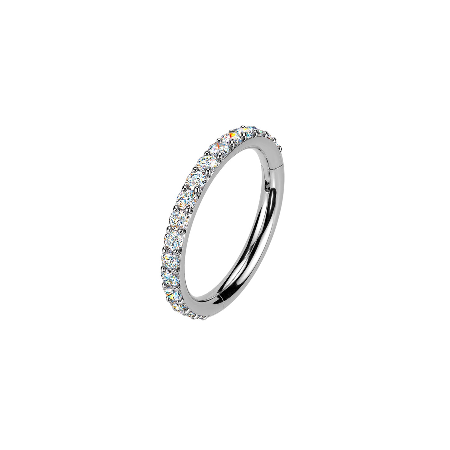 Titanium Moissanite Segment Hinged Hoop Ring