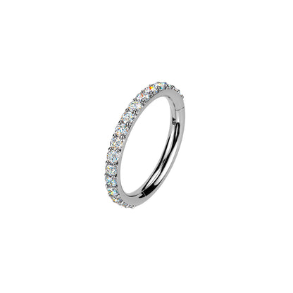 Titanium Moissanite Segment Hinged Hoop Ring