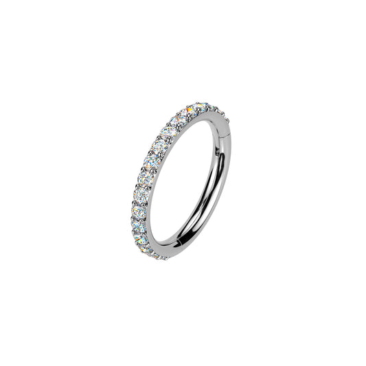 Titanium Moissanite Segment Hinged Hoop Ring