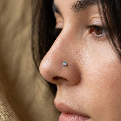 Surgical Steel Opal Flat Top Nose Stud 20G
